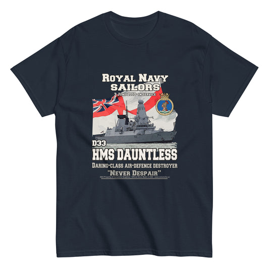 HMS Dauntless tee, HMS Dauntless veterans tee,HMS Dauntless D32 tee,Destroyer T-shirt, Comancha Graphics,