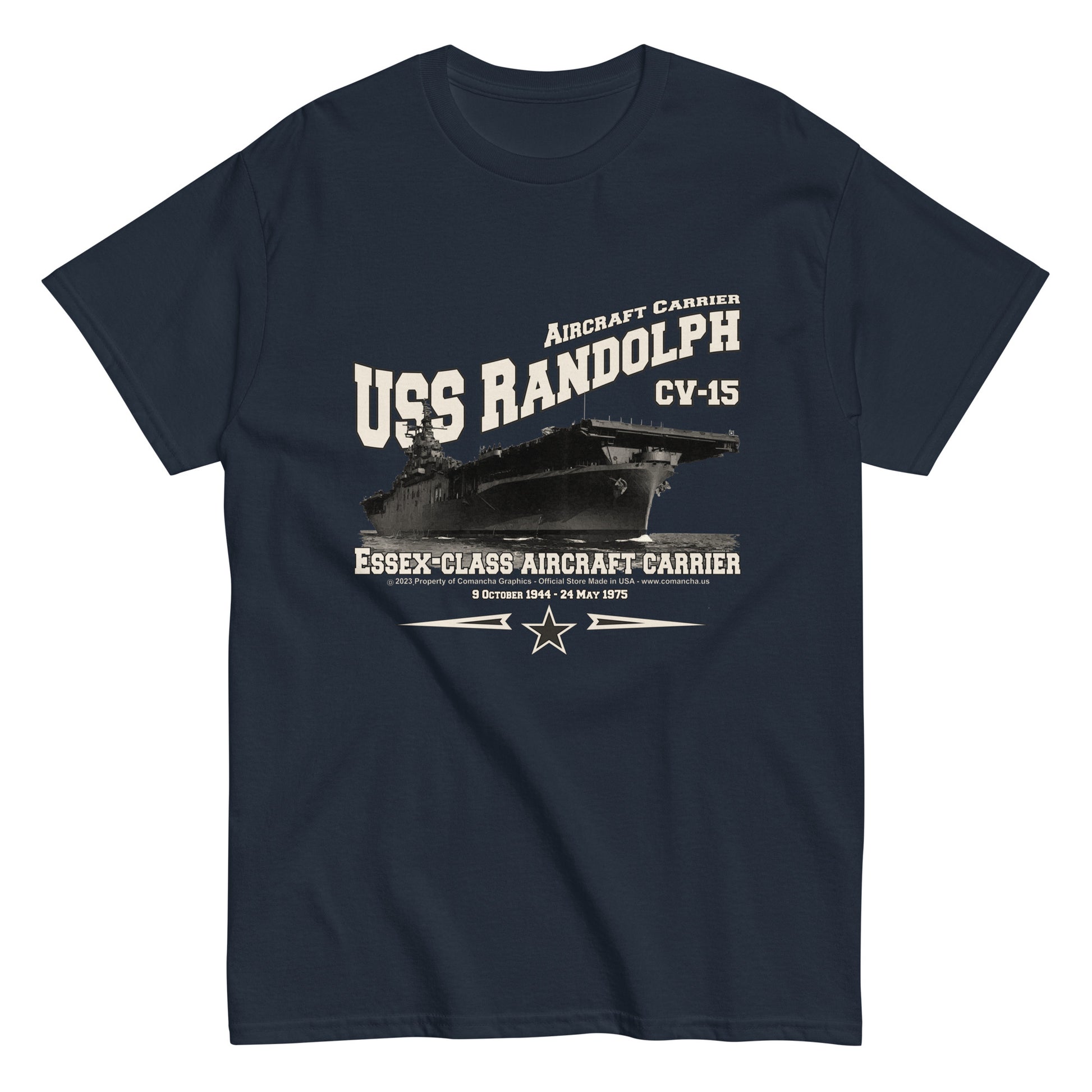 USS RANDOLH tee,USS RANDOLH CV-15 tee, US Navy tee,aircraft carrier veterans T-shirt, Property Comancha Graphics,