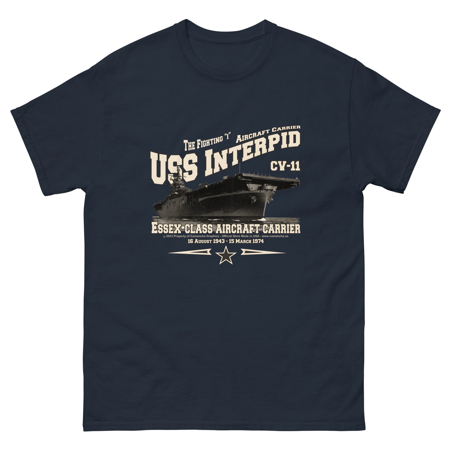 USS INTRPID t-shirt,USS INTRPID CV-11 tss,US Navy tee, aircraft carrier veterans T-shirt, Property Comancha Graphics,