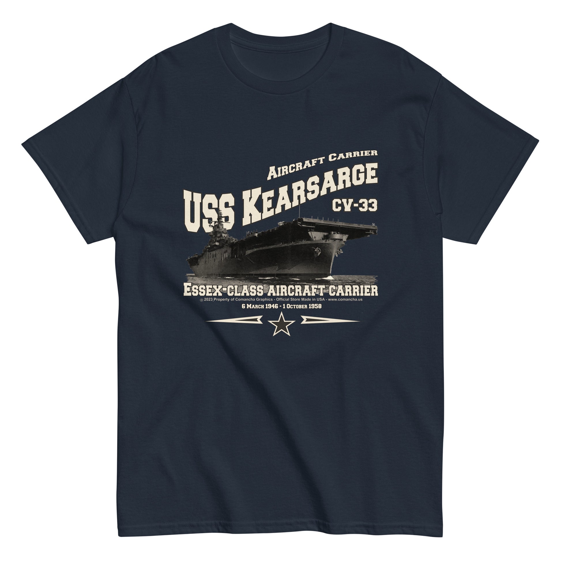 USS KEARSARGE tee,USS KEARSARGE CV-33 tee, US Navy t-shirt, aircraft carrier veterans T-shirt, Property Comancha Graphics,