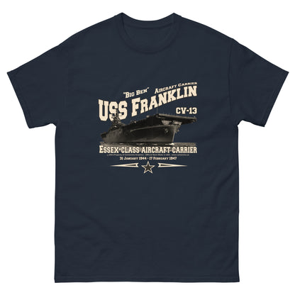 USS FRANKLIN tee,USS FRANKLIN CV-19 t-shirt, US Navy Tee,aircraft carrier veterans T-shirt, Property Comancha Graphics,