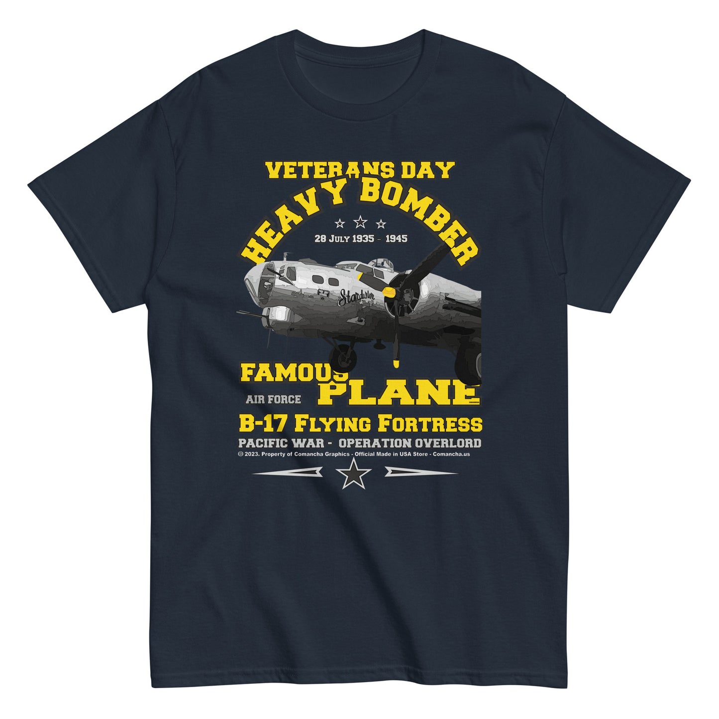 B-17 Flying Fortress tee,B-17 T-SHIRT,B-17 BOMBER T-SHIRT,COMANCHA GRAPHICS,