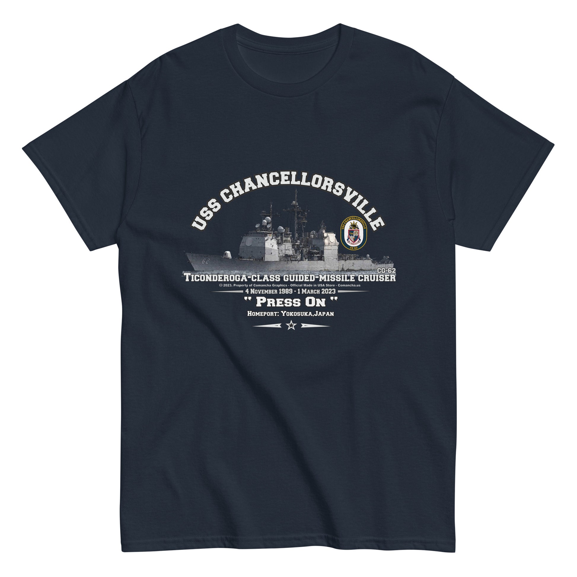 USS Chancellorsville CG-62 Cruiser T-shirt,USS Chancellorsville t-shirt,USS Chancellorsville cruiser tee, us navy veterans tee,comancha store,