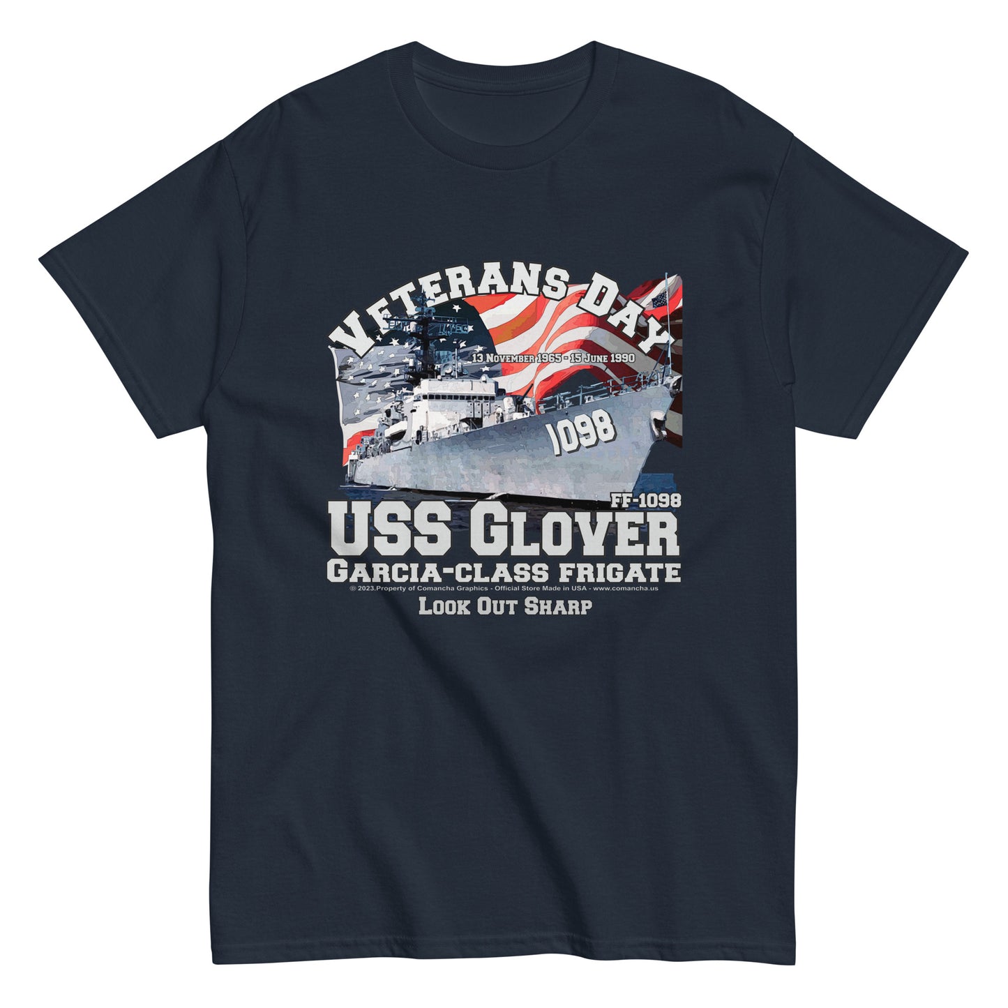 USS Glover FF-1098 Frigate Veterans T-shirt, USS Glover t-shirt,USS Glover veterans t-shirt,USS Glover FF-1098 Frigate T-shirt,comancha graphics tee,navy veterans t-shirt,navy t-shirt,us navy tee,