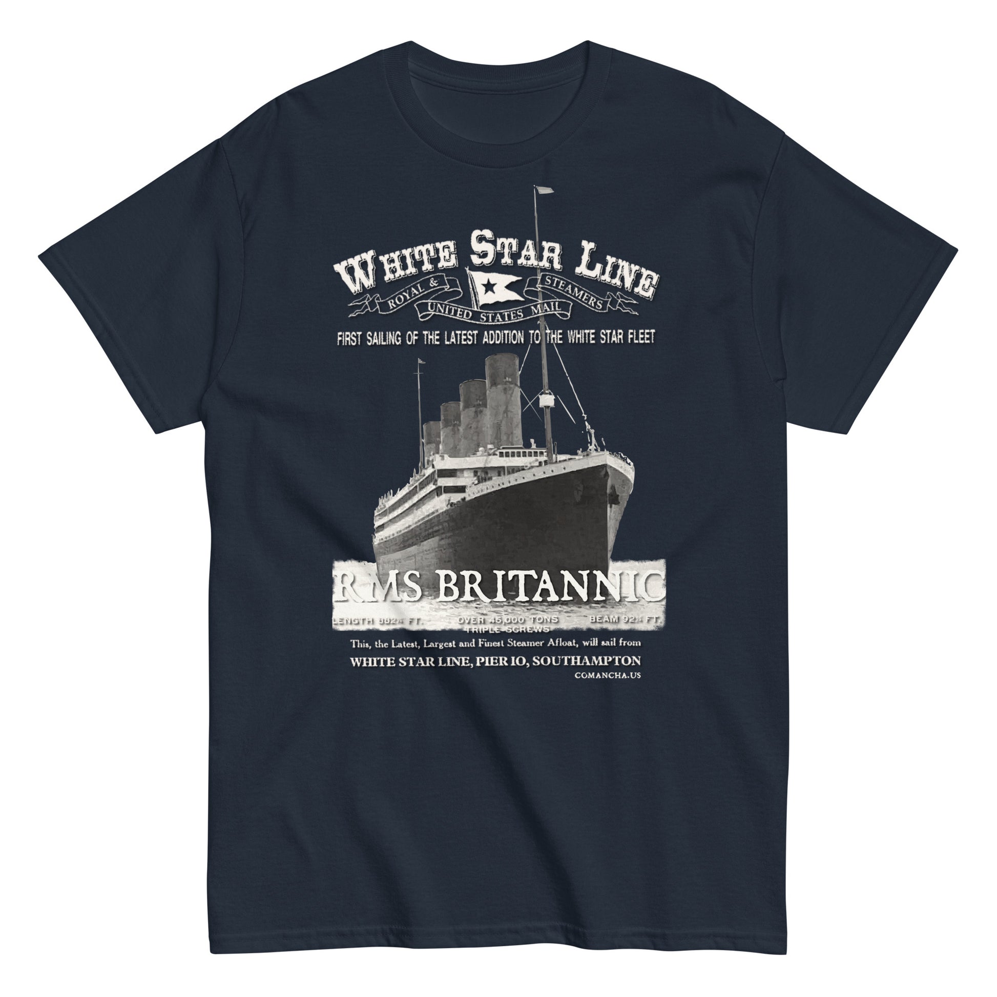 RMS Britannic T-shirt, RMS Britannic tee, White Star Ships, Comancha Graphics,