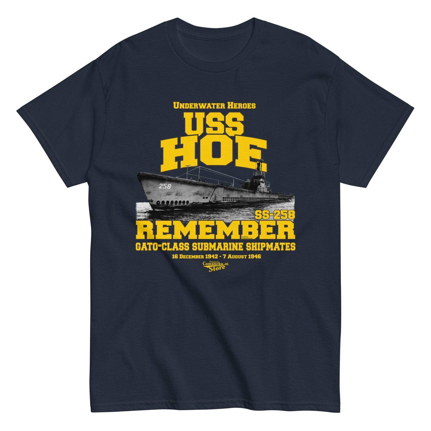 USS Hoe SS-258 Submarine t-shirt