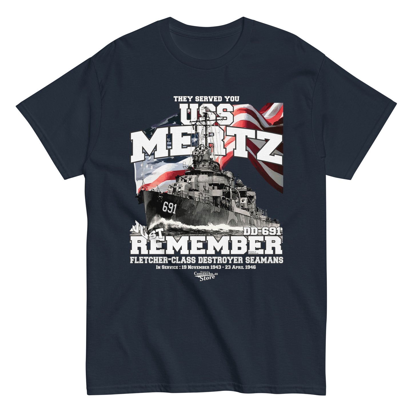 USS Mertz DD-691 destroyer t-shirt