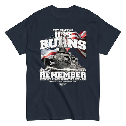 USS Burns DD-588 destroyer shipmates t-shirt