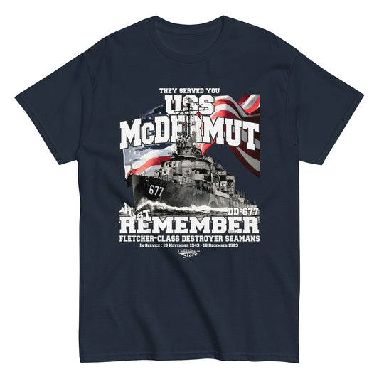 USS McDermut DD-677 destroyer t-shirt