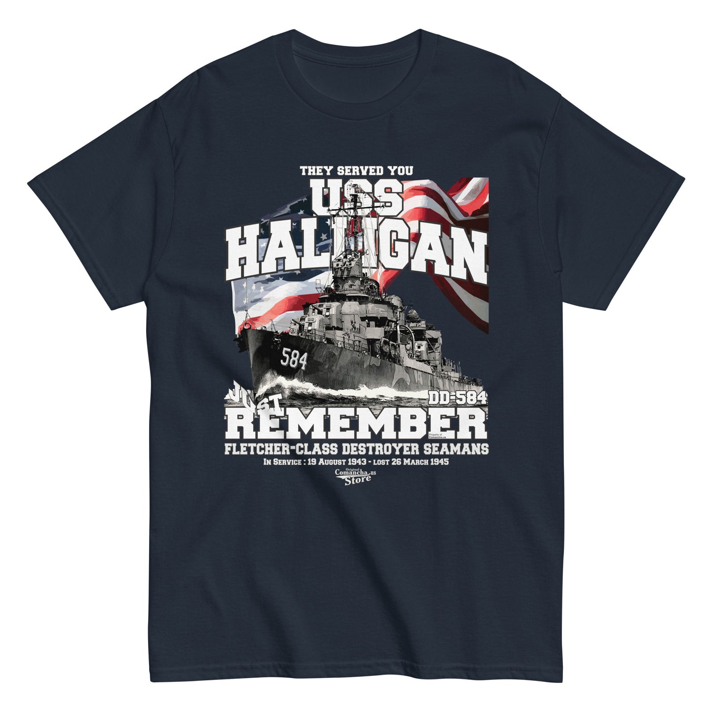 USS Halligan DD-584 destroyer t-shirt