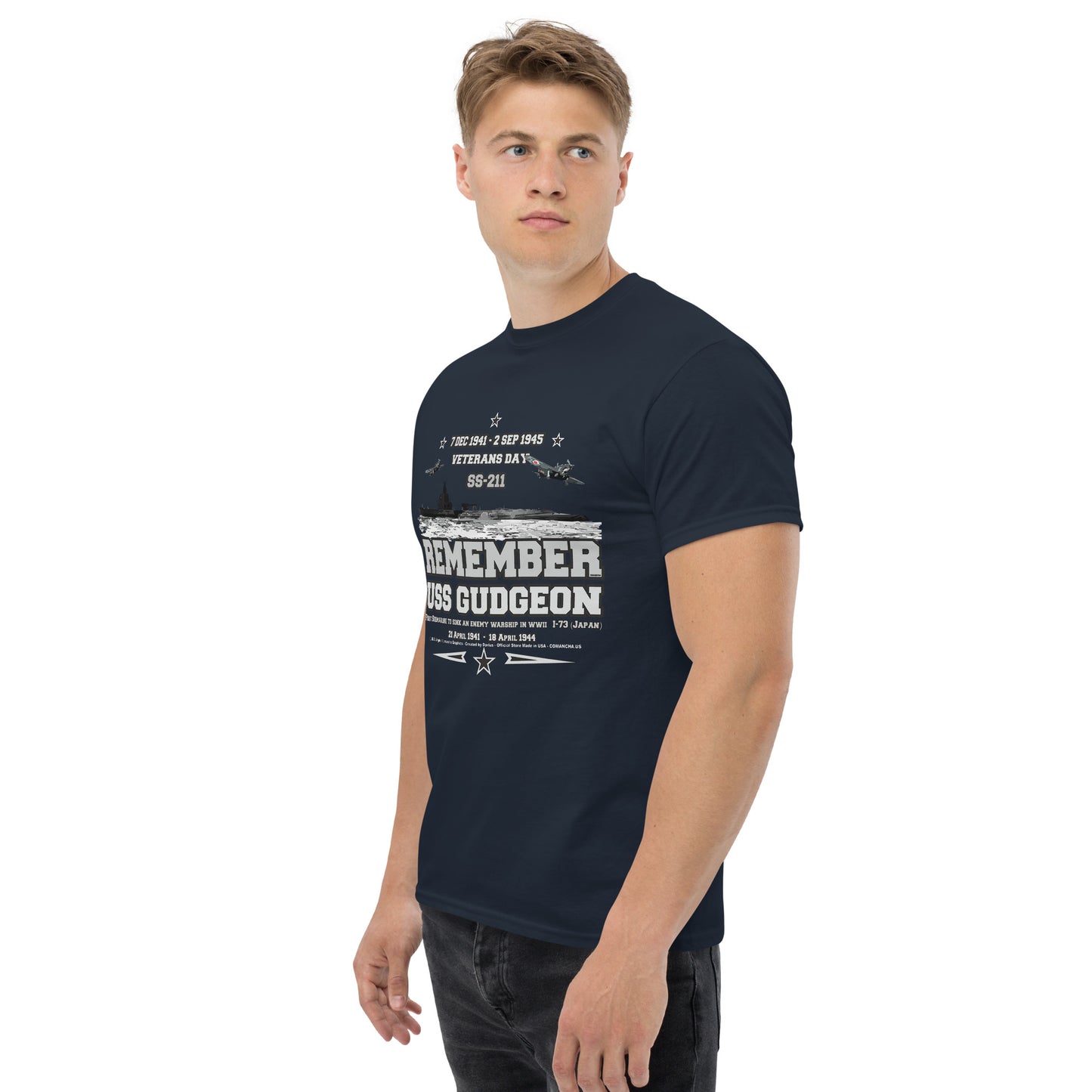 USS GUDGEON t-shirt, USS GUDGEON submarine tee, USS GUDGEON SS-211 Submarine T-shirt, Comancha Submarine T-shirt, Comancha Tees,comancha graphics, Navy T-shirts,