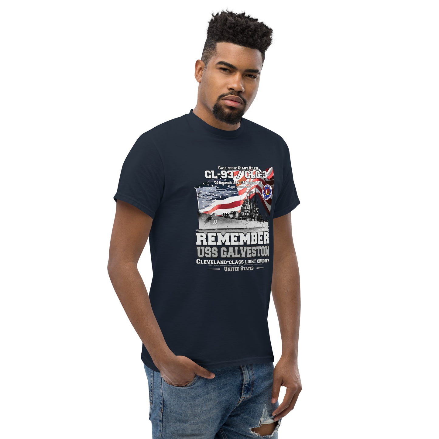 USS GALVESTON tee, USS GALVESTON veterans tee,USS GALVESTON CL-93 Cruiser Veterans Classic Tee, Comancha Store Tees,