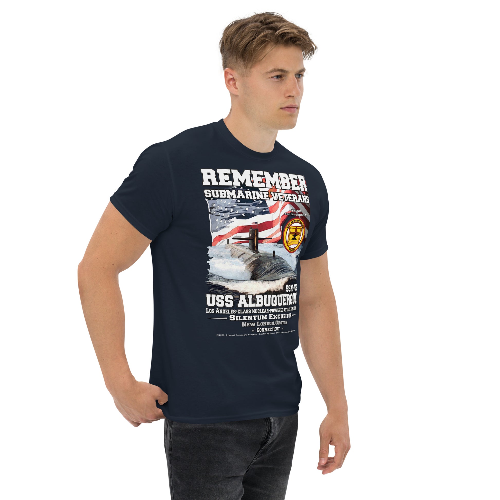 USS ALBUQUERQUE SSN-706 t-shirt, US Submarine Veterans T-shirt, USS ALBUQUERQUE t-shirt, Comancha Military T-shirt, US Navy t-shirt, Navy veterans t-shirt,