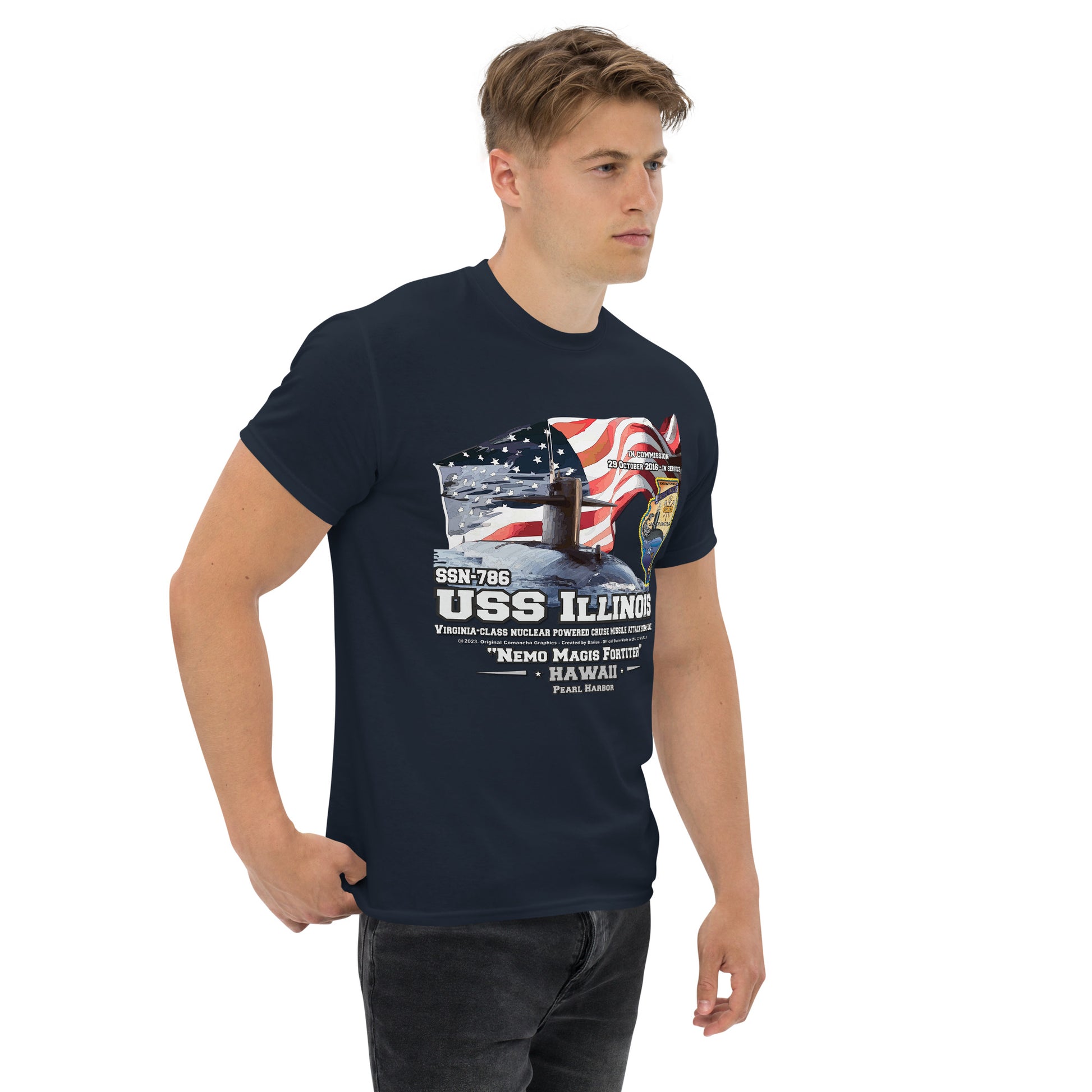 USS ILLINOIS veterans tee, US Navy Veterans tee,USS ILLINOIS SSN-786 t-shirt, US Navy Submarine T-shirt, Comancha Submarine T-shirt,