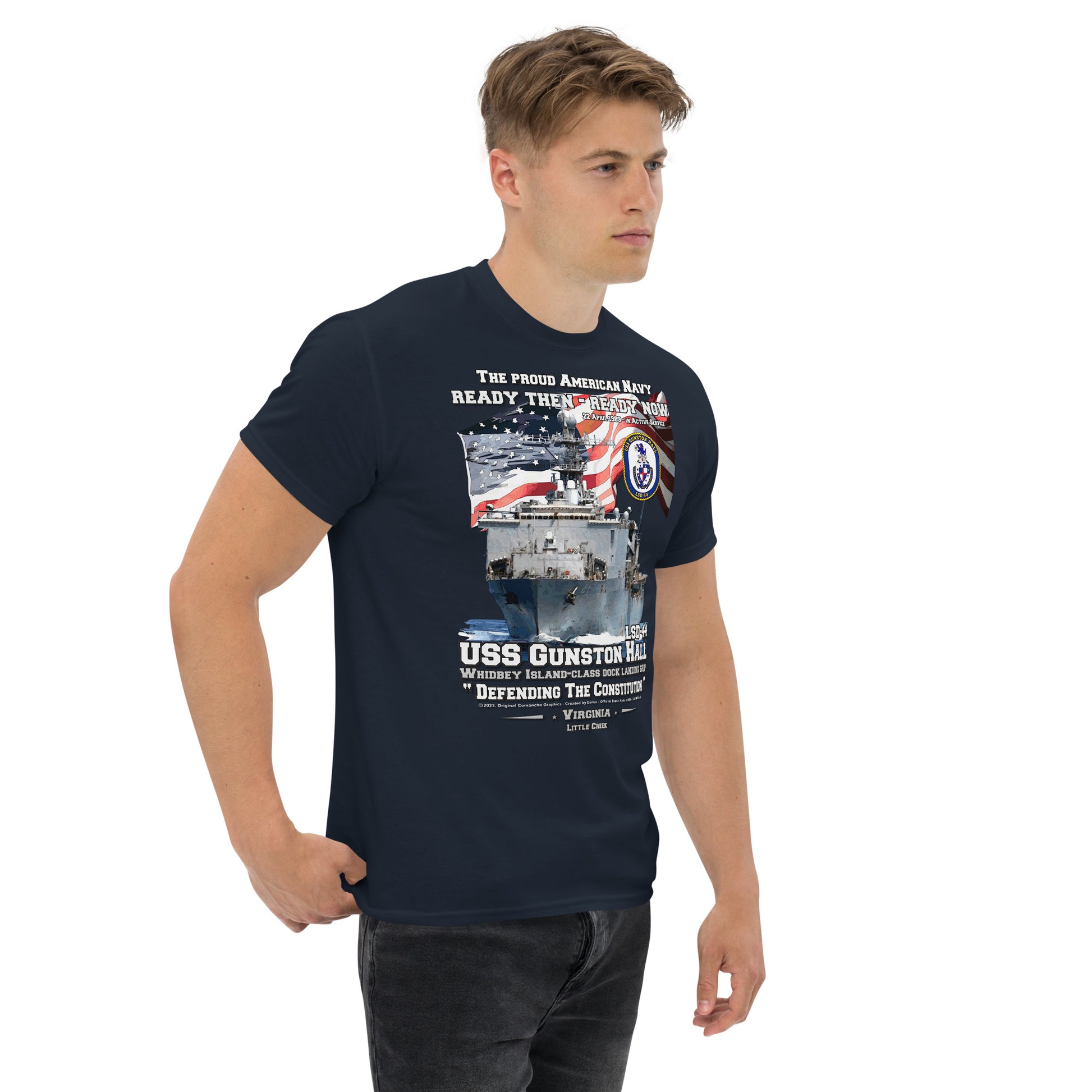 USS GUNSTON HALL tee,comancha graphics,us navy veterans tee, navy ships tees,