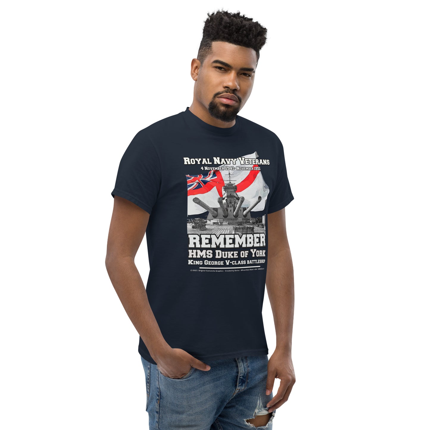 HMS DUKE OF YORK t-shirt, HMS DUKE OF YORK veterans tee,HMS DUKE OF YORK Royal Navy Battleship T-Shirt, HMS DUKE OF YORK T-Shirt, Comancha tees,