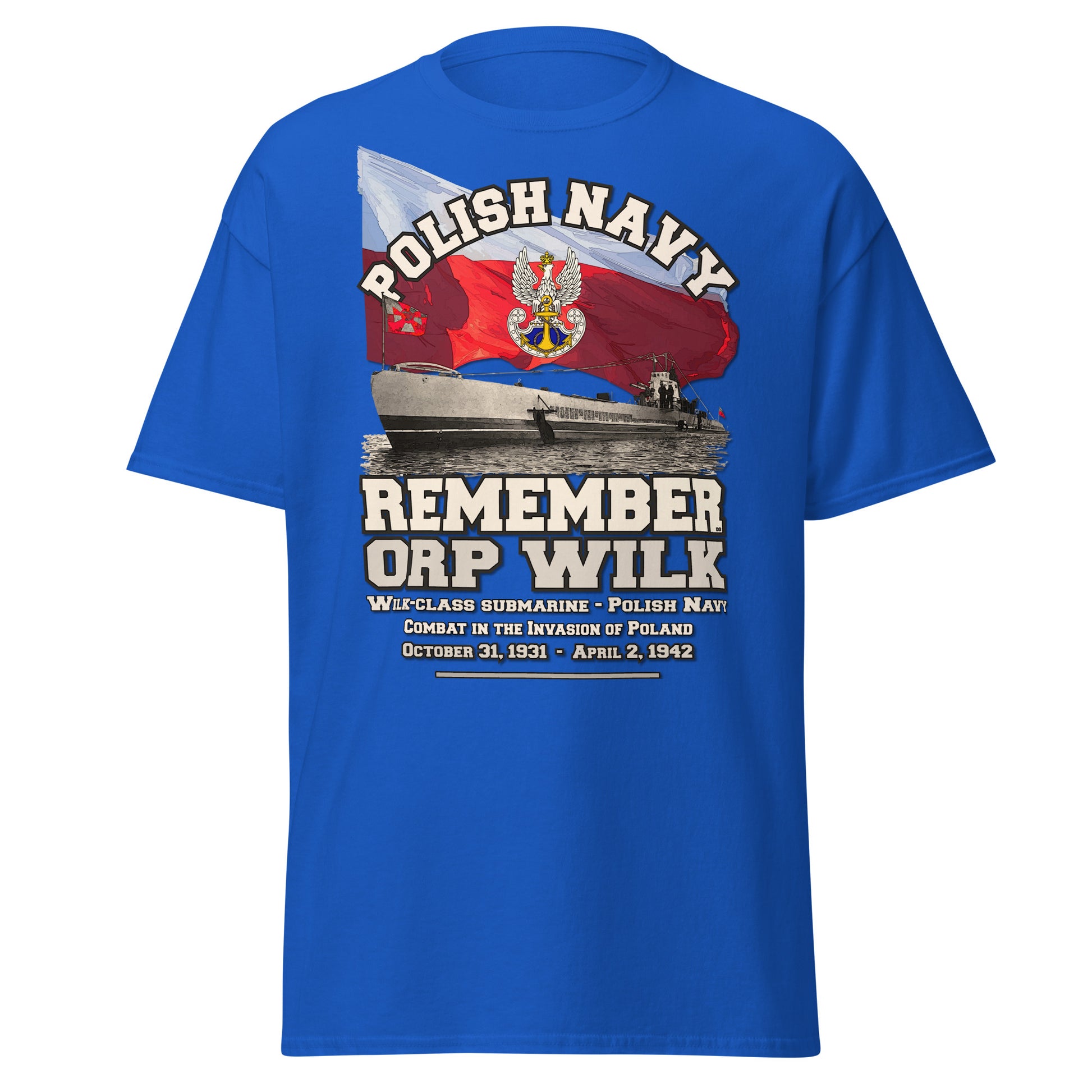 ORP Wilk submarine tee, ORP Wilk T-shirt,ORP Wilk Polish Navy Submarine ww2, Comancha design,