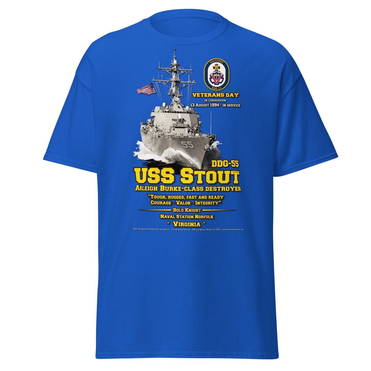 USS STOUT DDG-55 Destroyer Veterans Tee, Comancha Navy T-shirts,