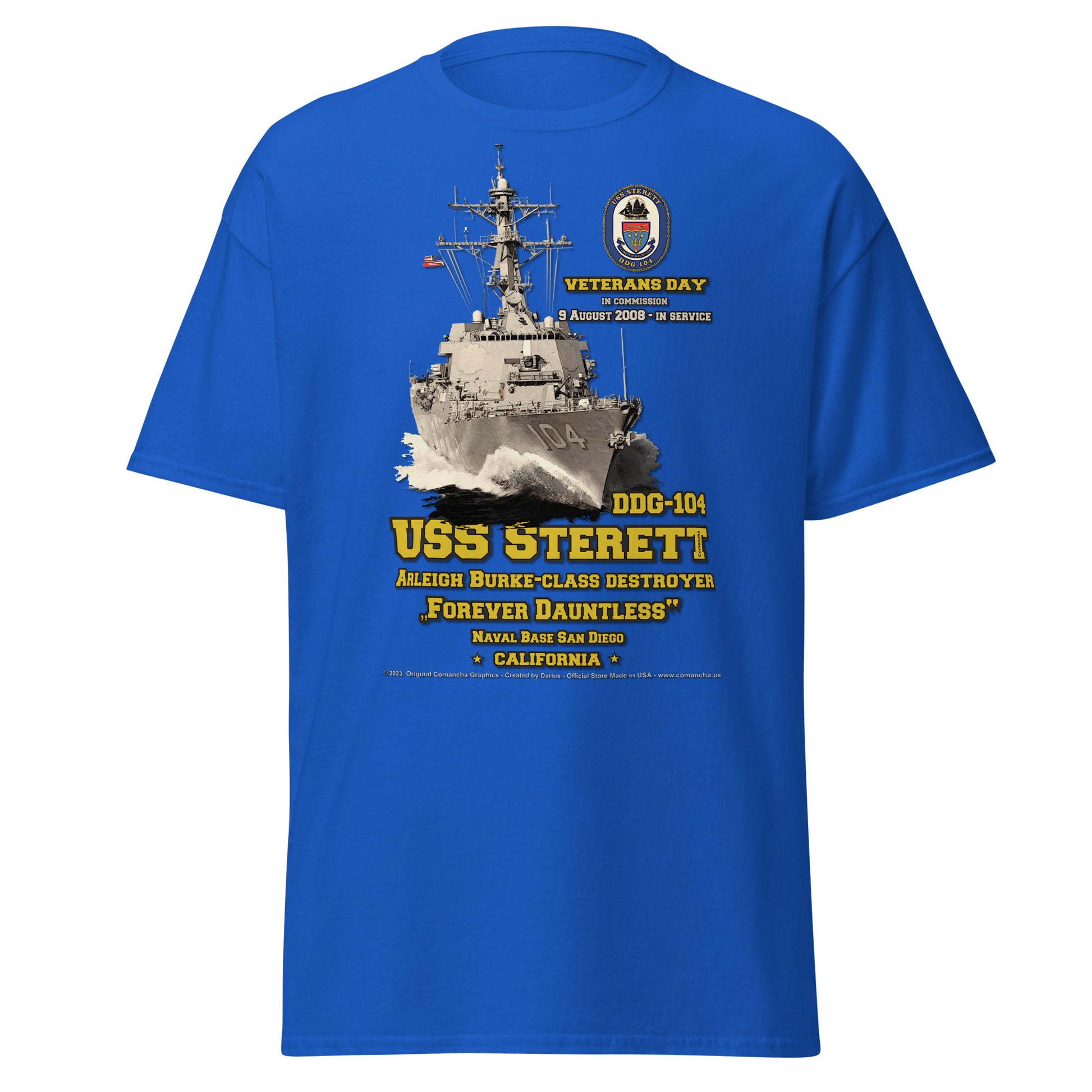 USS STERETT DDG-104 Destroyer Veterans Tee, Comancha Navy Tee,