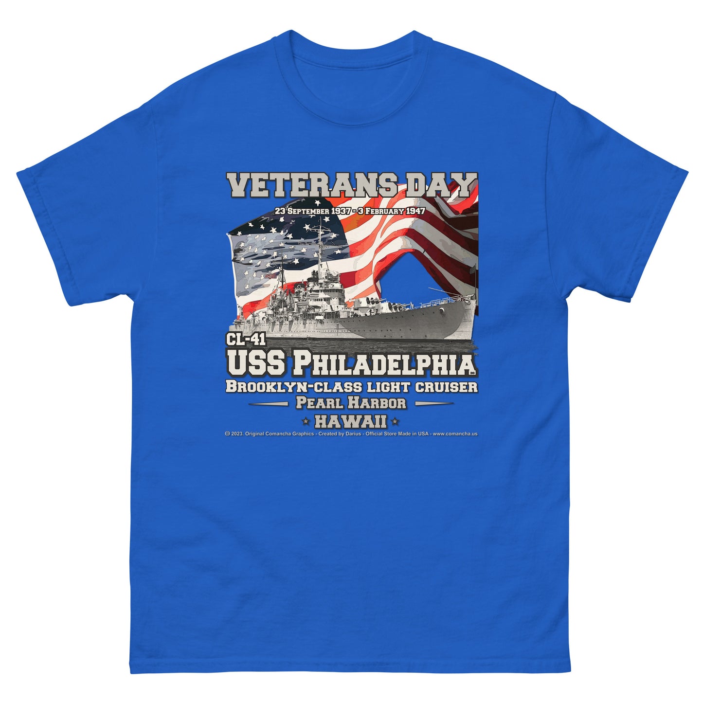 USS PHILADELPHIA CL-41 Light Cruiser Veterans Classic T-Shirt, Comancha t-shirts,