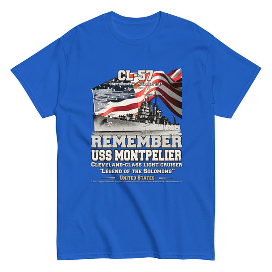 USS MONTPELIER CL-57 Light Cruiser Classic T-Shirt, Comancha Navy T-shirts,