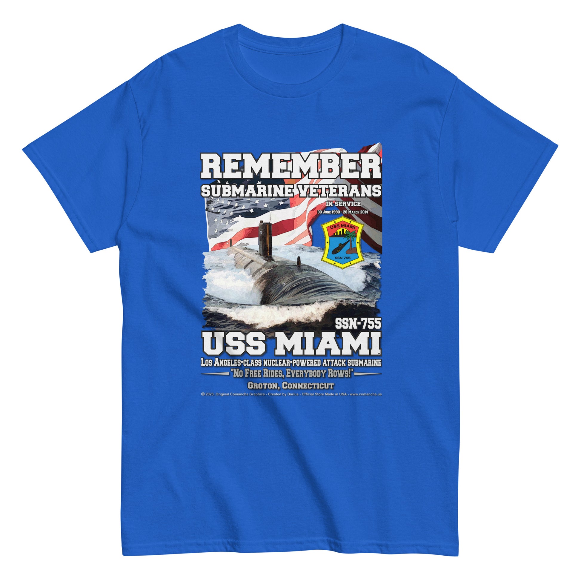 USS MIAMI SSN-755 Submarine Sailors Classic T-Shirt, Comancha Navy T-shirts,