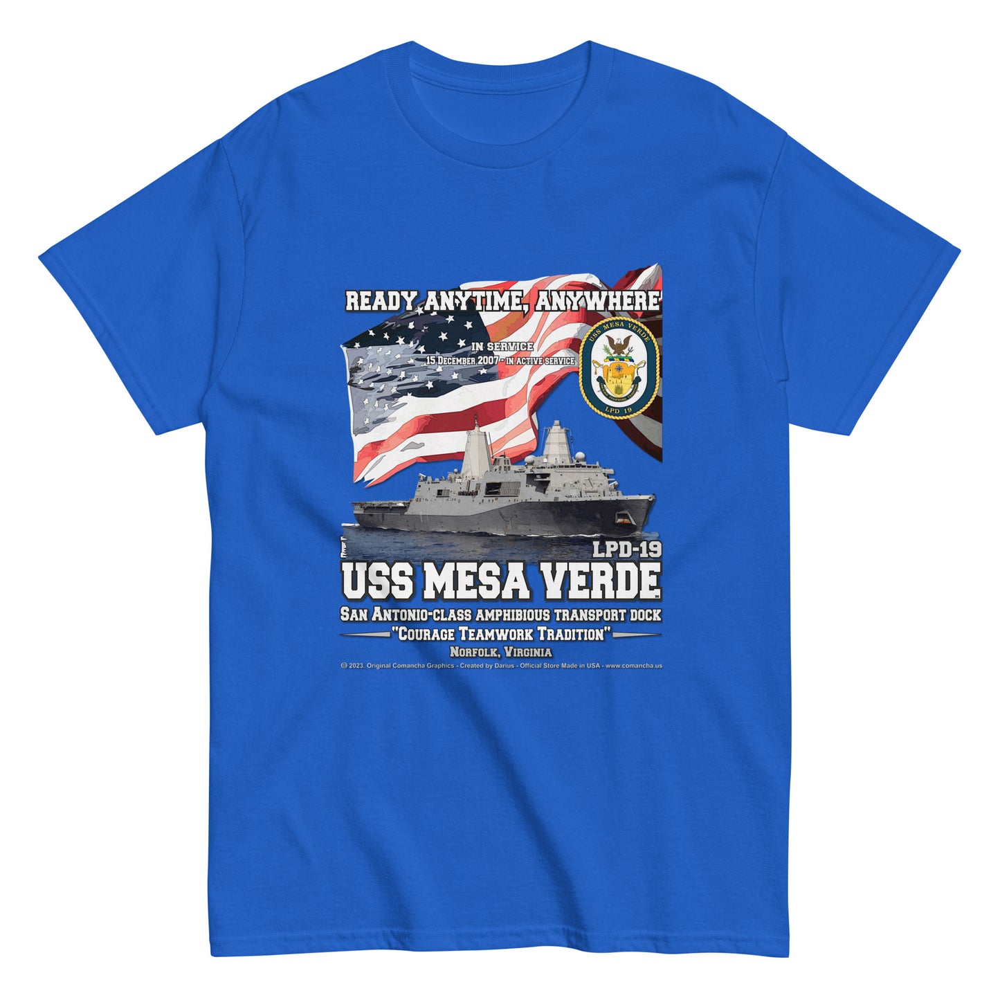 USS MESA VERDE LPD-19 Amphibious Transport Dock Classic T-Shirt, Comancha Navy T-shirts,