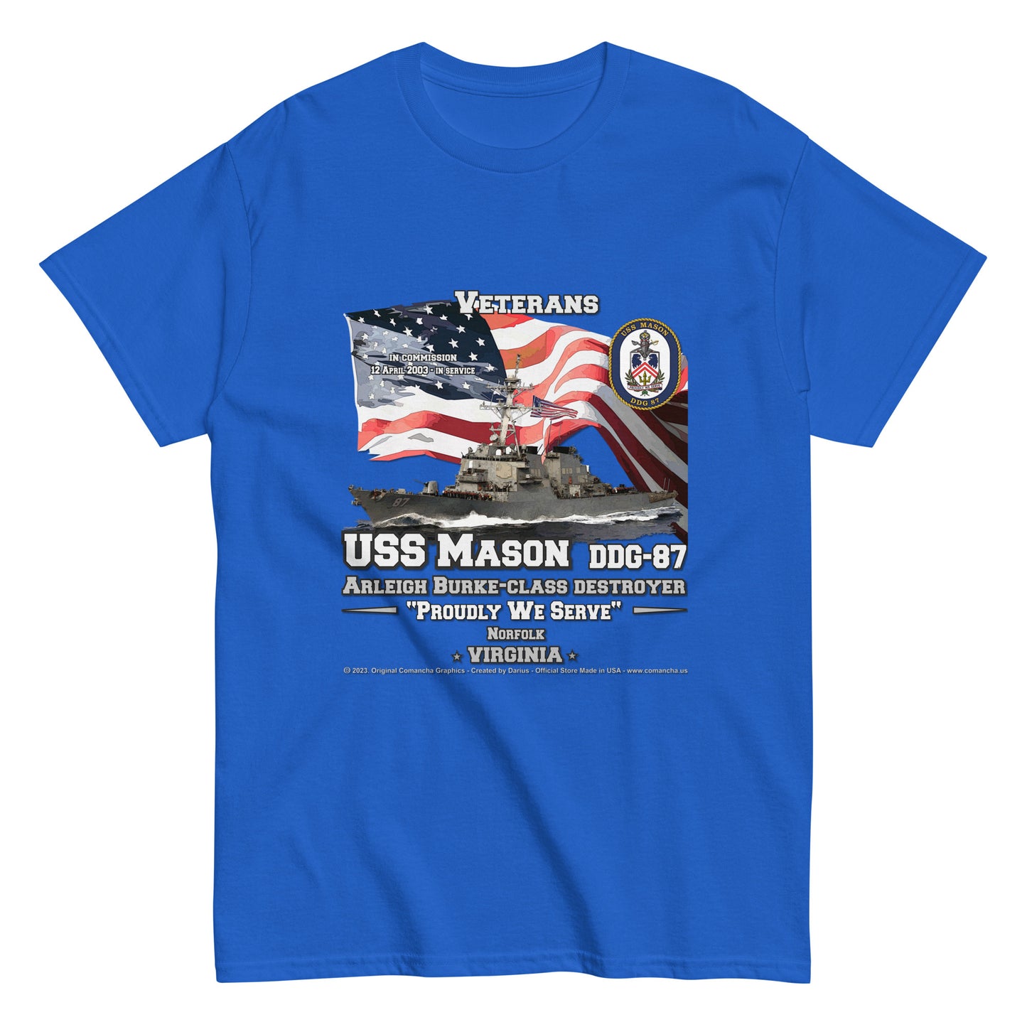 USS MASON DDG-87 Destroyer Veterans Classic T-Shirts, Arleigh Burke-Class Destroyer T-shirt,