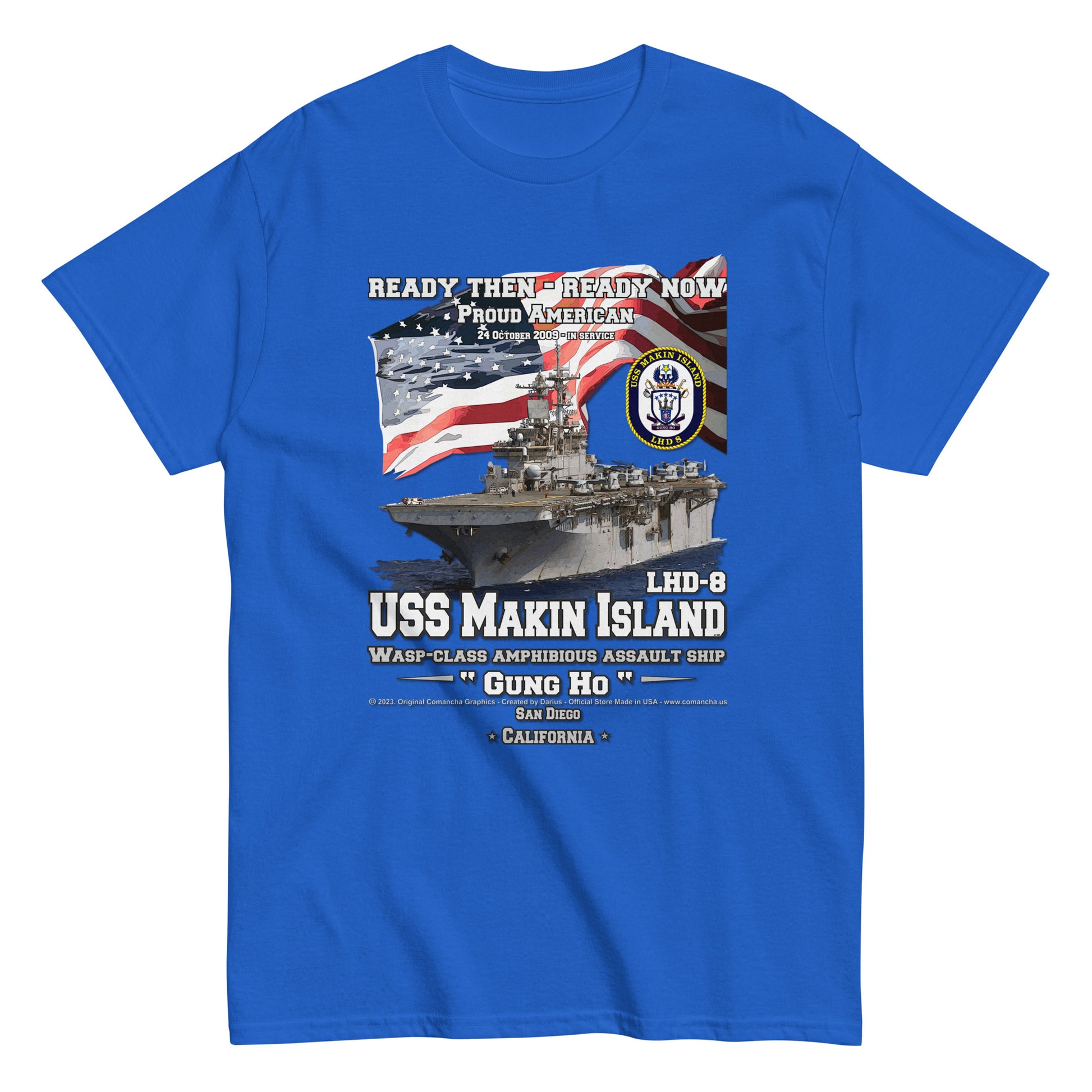 USS MAKIN ISLAND LHD-8 Amphibious Assault Ship Veterans Classic T-Shirts, Wasp-Class Ship Navy Veterans T-shirt,