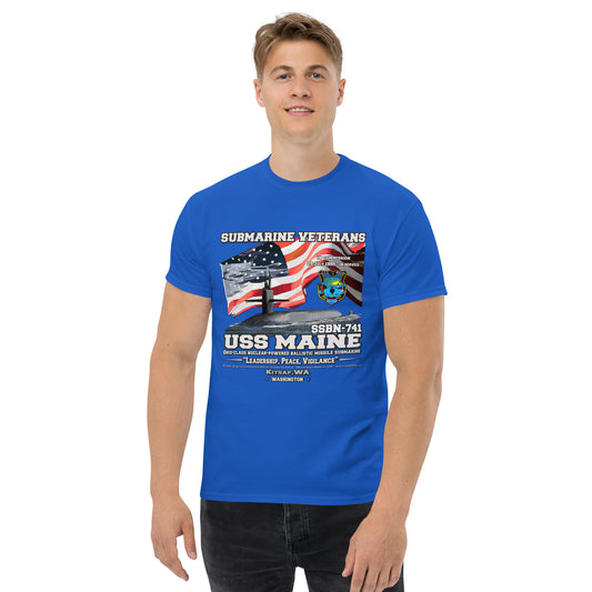 USS MAINE SSBN-741 Submarine Veterans Classic T-Shirts, USS MAINE SSBN-741 Veterans T-Shirts,
