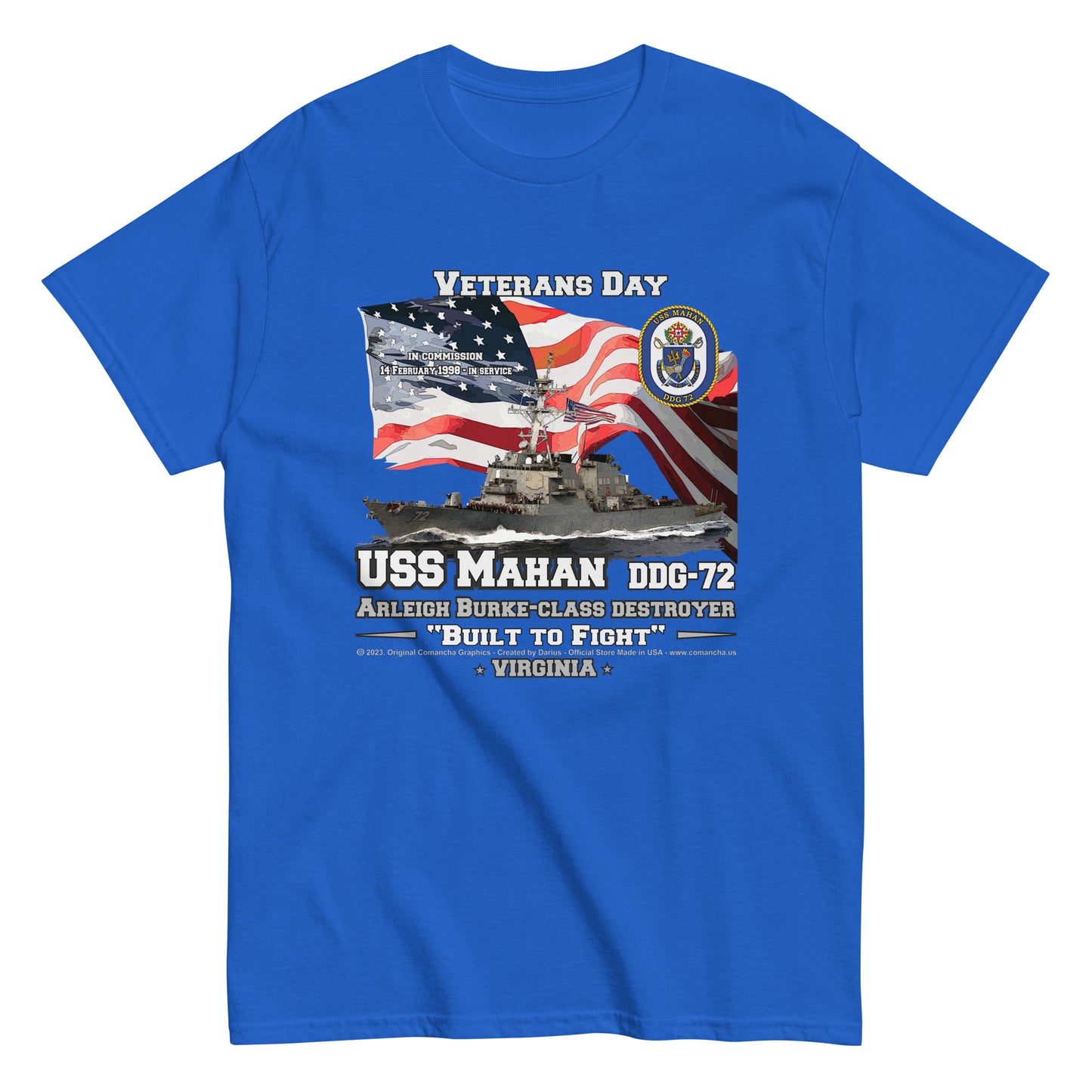 USS MAHAN DDG-72 Destroyer Veterans Classic T-Shirts, US Navy Ship T-Shirts, Comancha T-shirts,