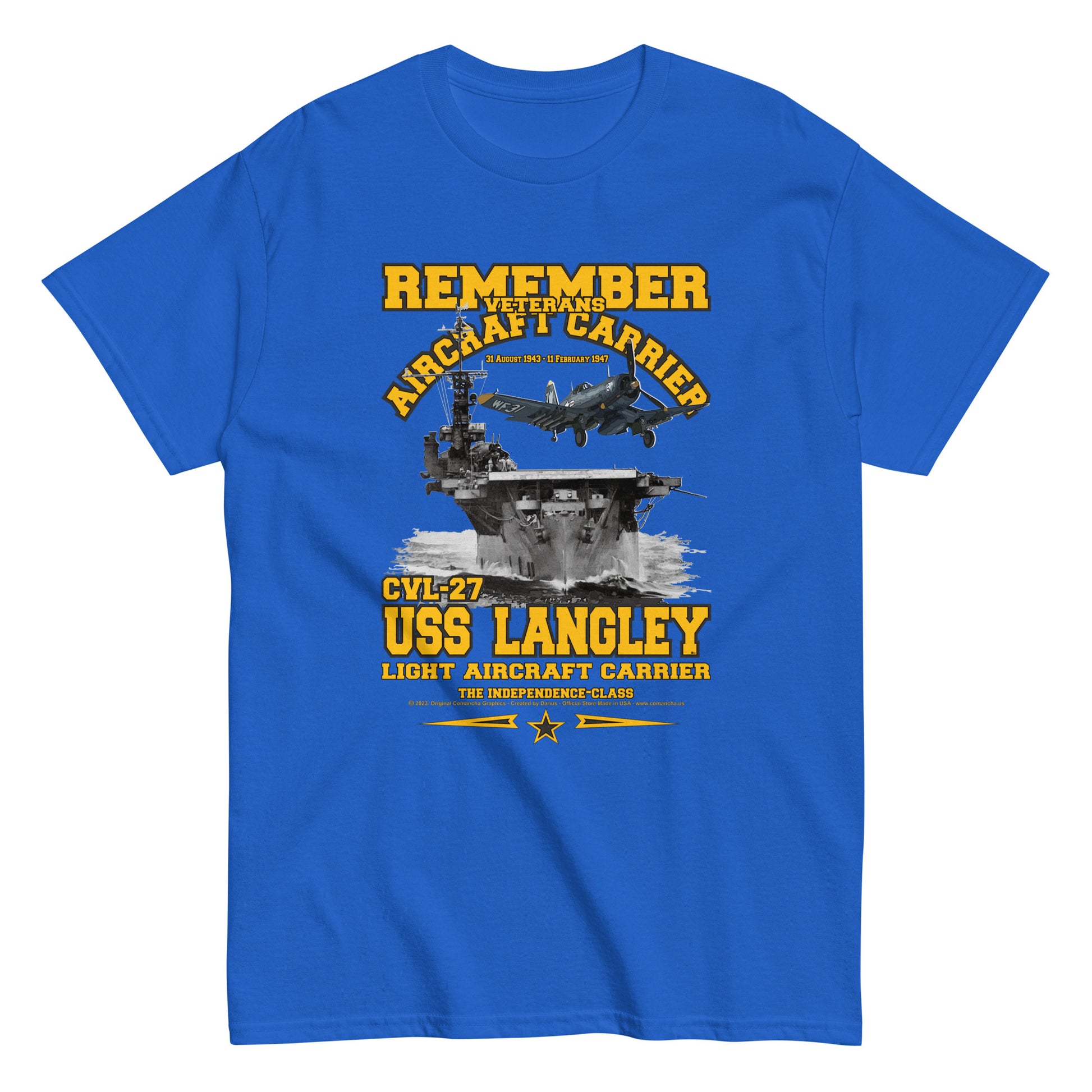 USS LANGLEY CVL-27 Aircraft Carrier Veterans T-Shirt, Comancha T-Shirt,