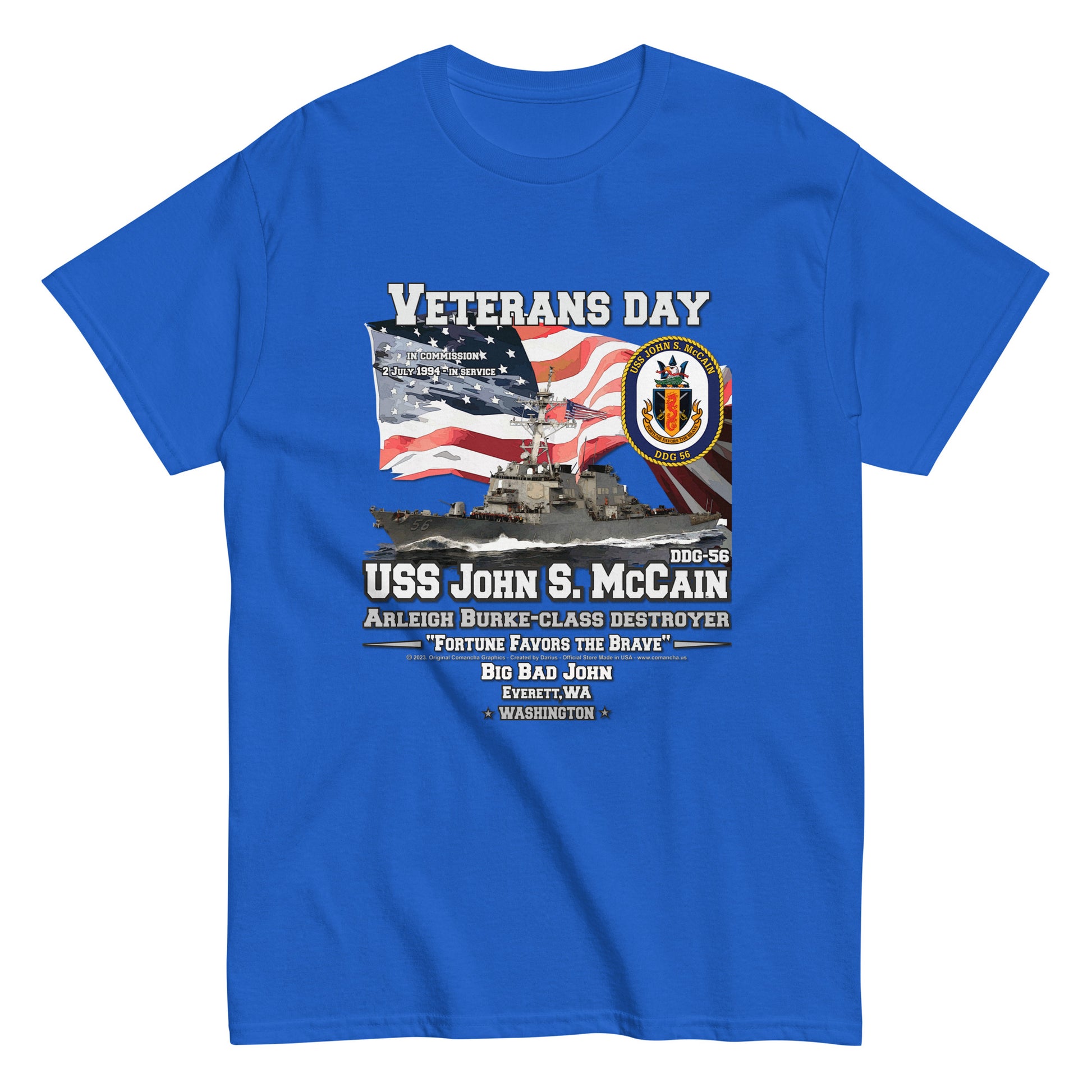 USS JOHN S. McCAIN Destroyer Veterans T-Shirt, , Comancha T-shirt Store,