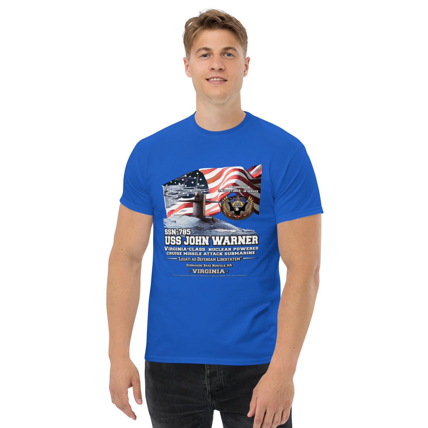 USS JOHN WARNER SSN-785 tee, Submarine Veterans T-Shirt, USS JOHN WARNER SSN-785 Submarine Veterans T-Shirt, Comancha US Military T-Shirt, Comancha Military T-Shirt, The 100% cotton men's classic tee,