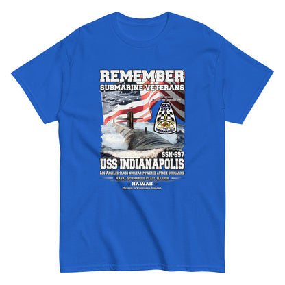 USS INDIANAPOLIS SSN-697 tee, Submarine Veterans Classic t-shirt, Comancha T-shirts,USS INDIANAPOLIS SSN-697 Submarine tee,US NAVY Veterans t-shirt, Comancha US NAvy Ships T-shirts,