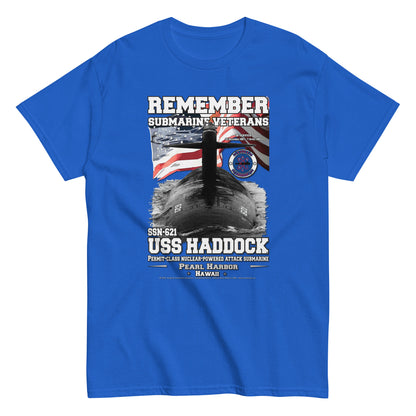 Best Military T-shirts, T-shirts for Navy fans, T-shirts with American ships, T-shirts for Navy veterans, Souvenir for a Veteran, T-shirt for Veterans, Comancha Store, USS HADDOCK SSN-621 tee, Submarine Veterans Classic T-shirt,