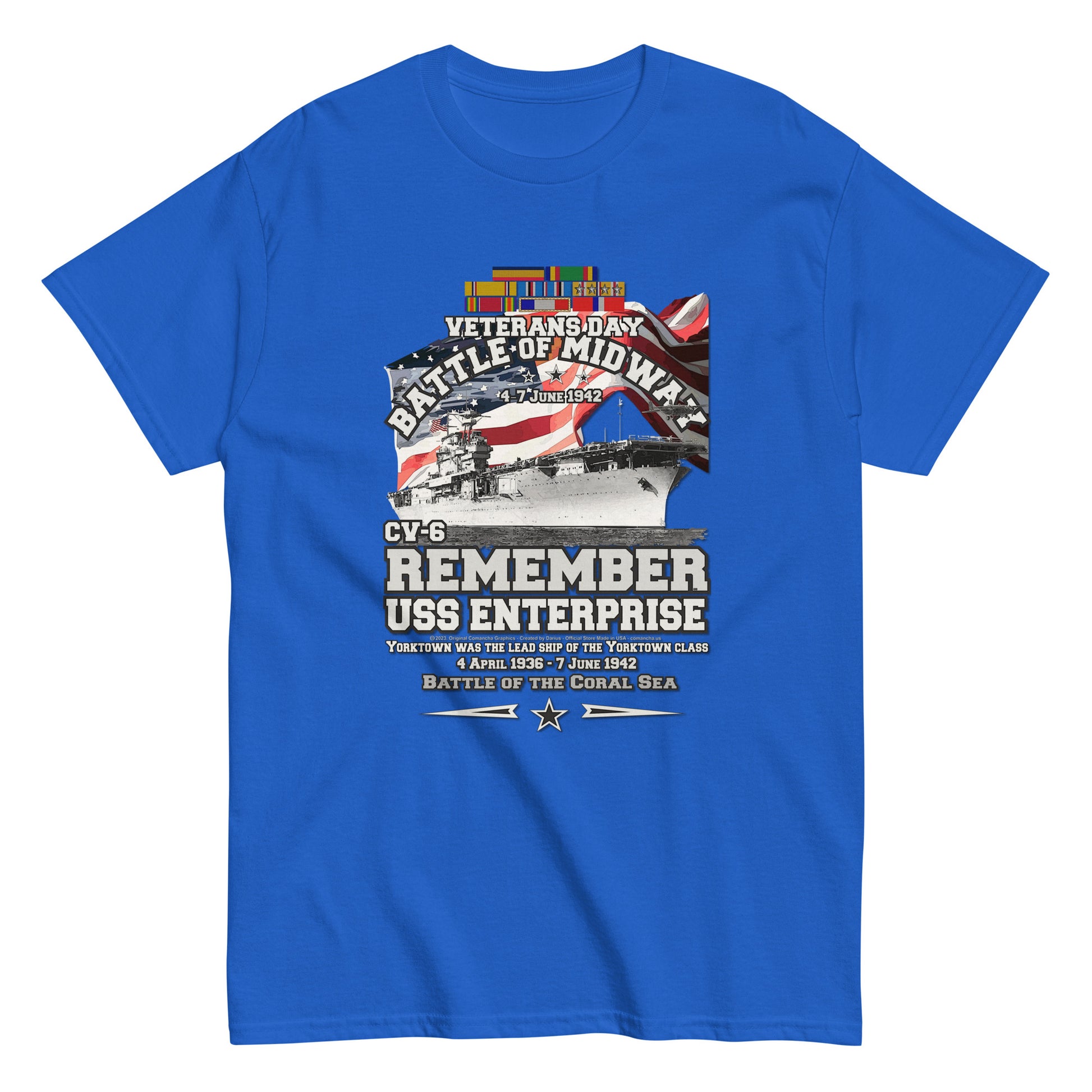 USS ENTERPRISE tee, USS ENTERPRISE Veterans tee,USS ENTERPRISE CV-6 Aircraft Carrier Veterans Classic Tee, Comancha US Store Tees,