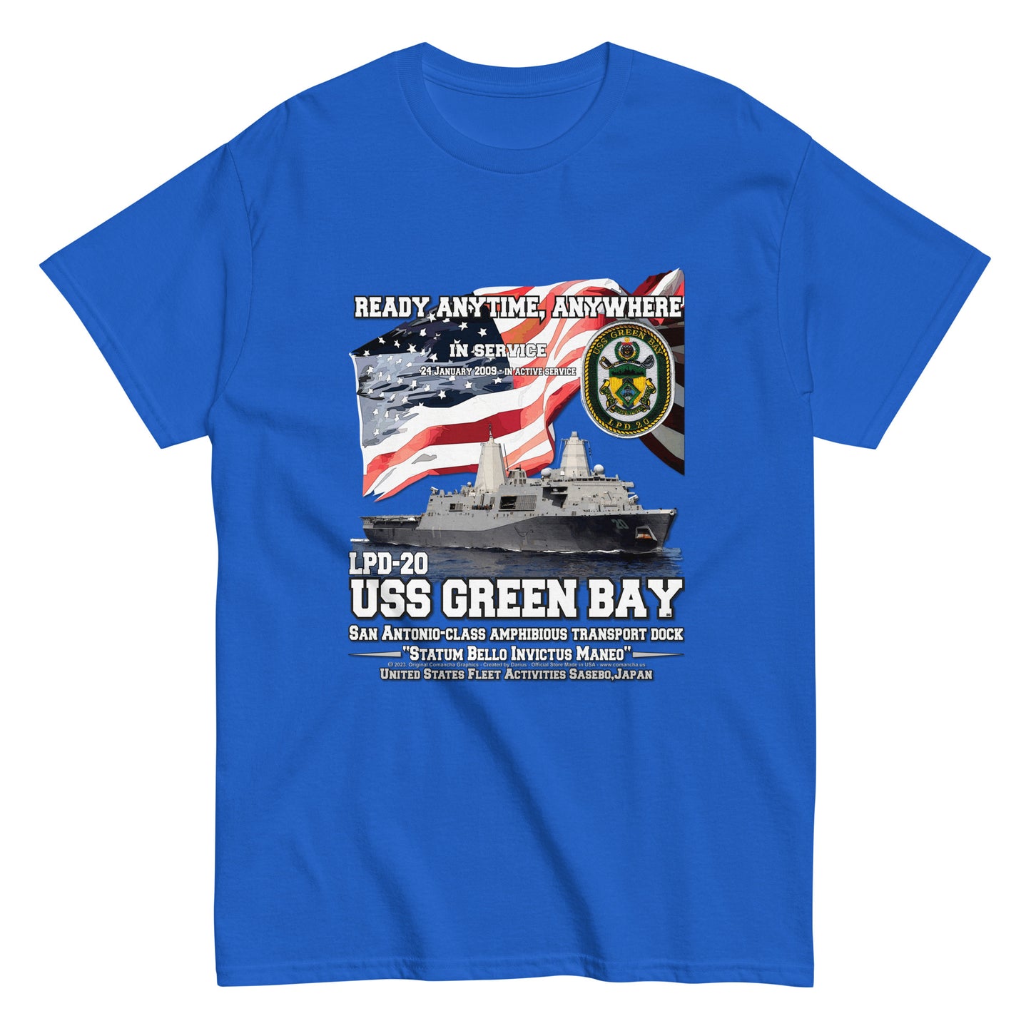 USS GREEN BAY LPD-20 tee, USS GREEN BAY LPD-20 veterans tees,USS GREEN BAY LPD-20 Amphibious Transport Dock Veterans Classic Tee, Comancha Tees,