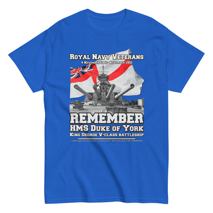 HMS DUKE OF YORK t-shirt, HMS DUKE OF YORK veterans tee,HMS DUKE OF YORK Royal Navy Battleship T-Shirt, HMS DUKE OF YORK T-Shirt, Comancha tees,v