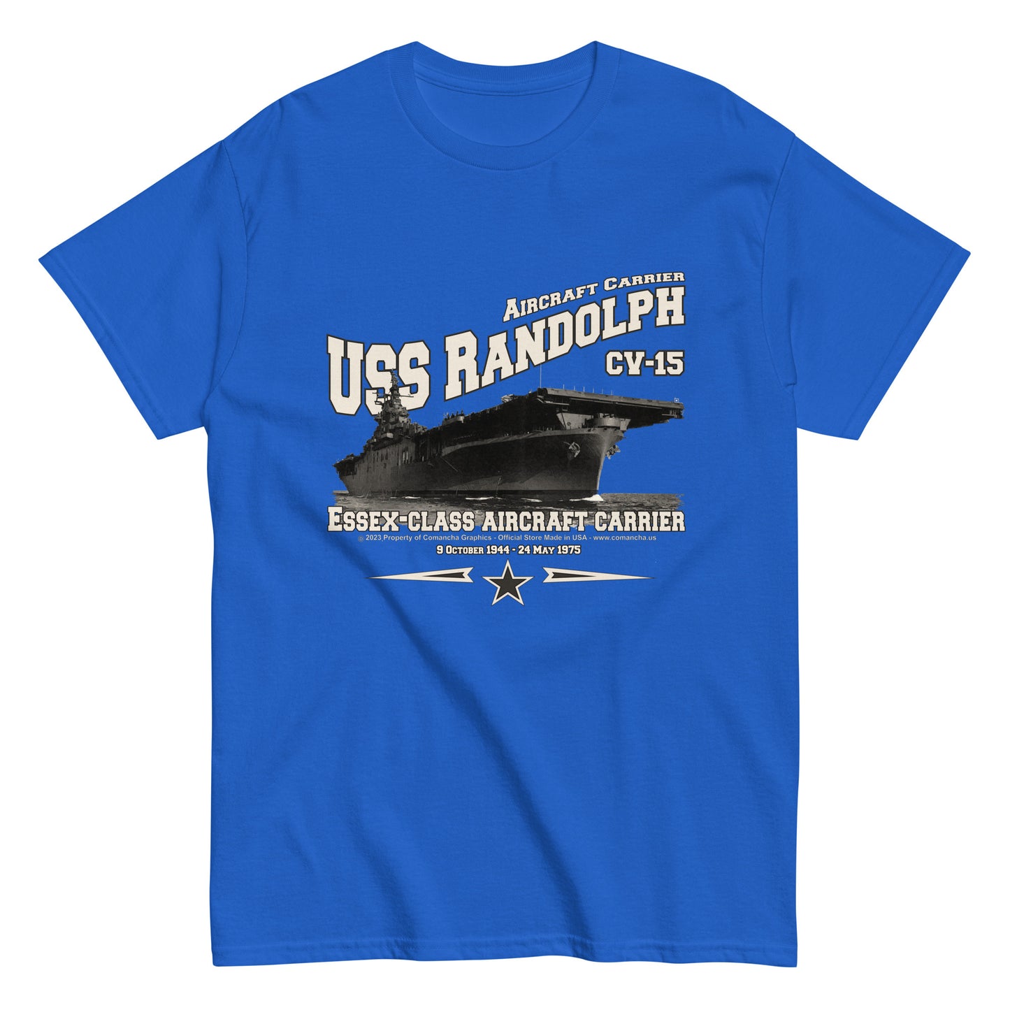 USS RANDOLH tee,USS RANDOLH CV-15 tee, US Navy tee,aircraft carrier veterans T-shirt, Property Comancha Graphics,