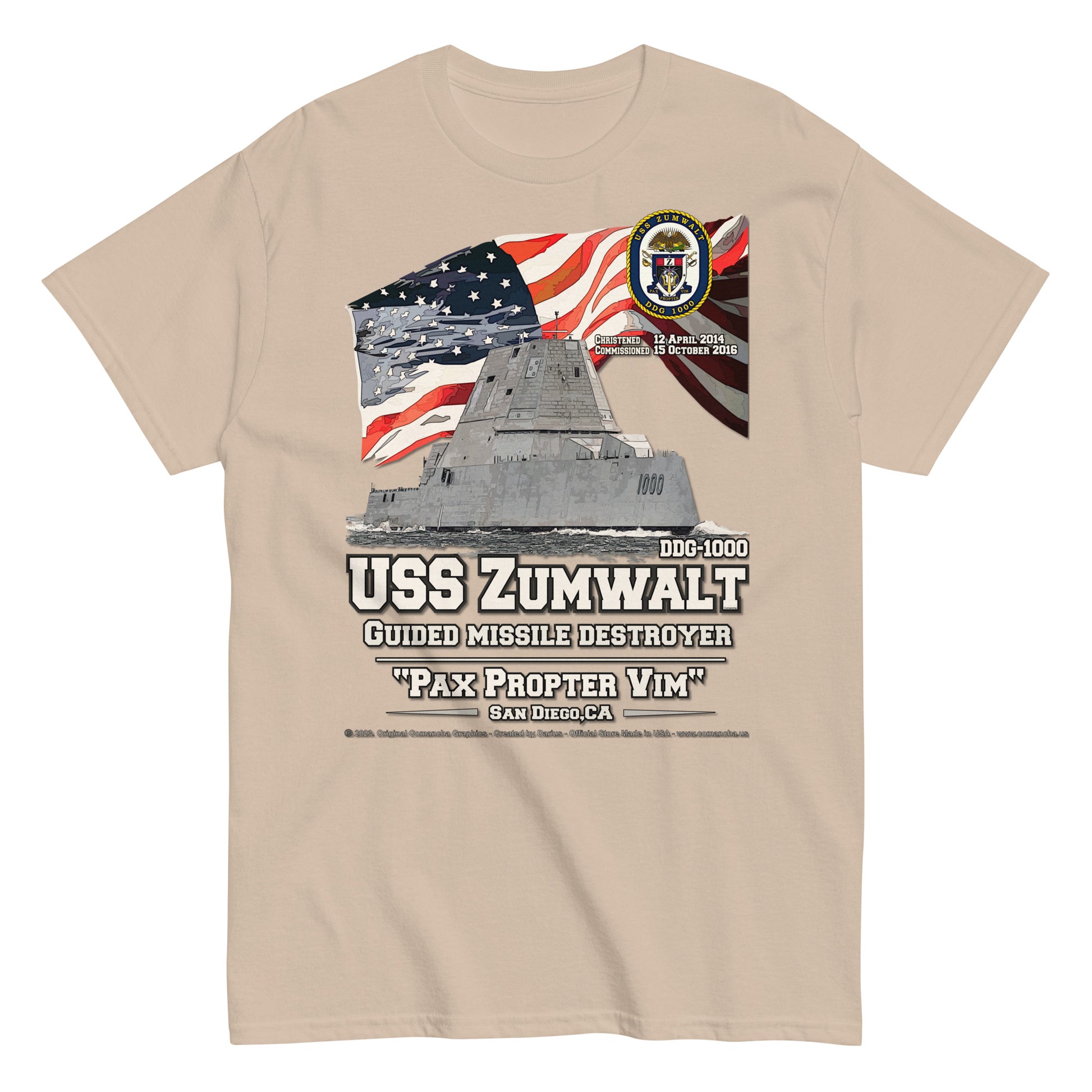 USS ZUMWALT DDG-1000 Missile Destroyer T-shirt, Comancha T-shirt,