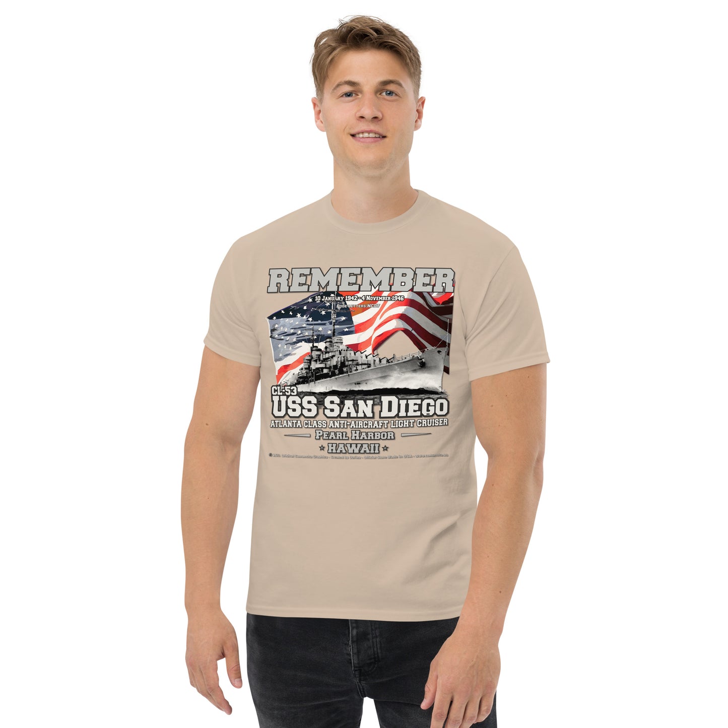 USS SAN DIEGO CL-53 Light Cruiser Veterans classic t-shirt, Comancha t-shirts,