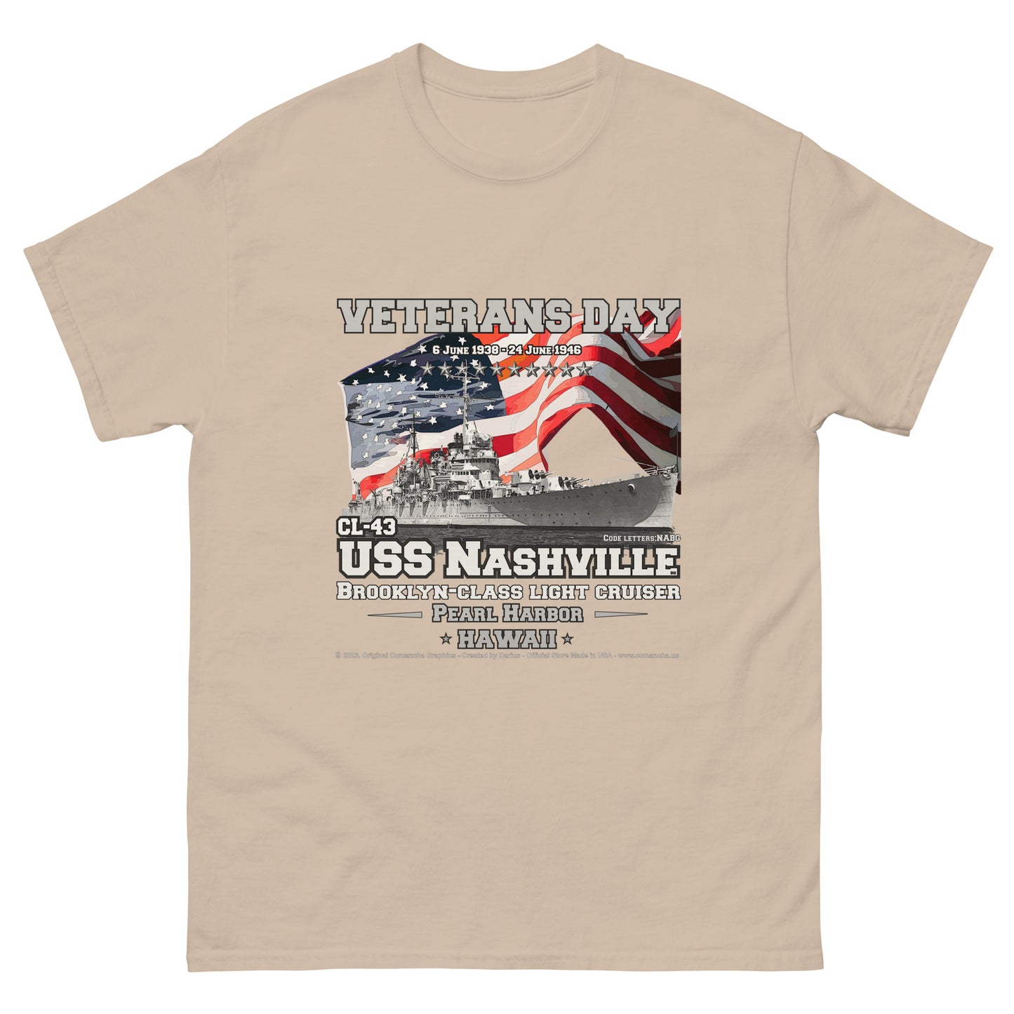 USS NASHVILLE CL-43 Cruiser t-shirt