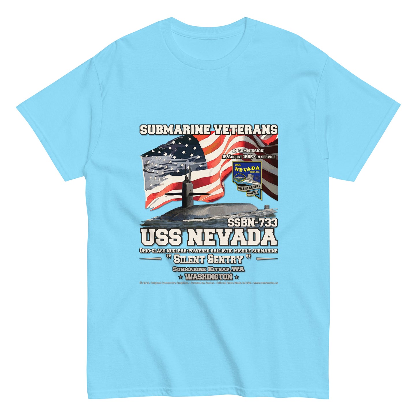 USS NEVADA SSN-733 Submarine Veterans t-shirt