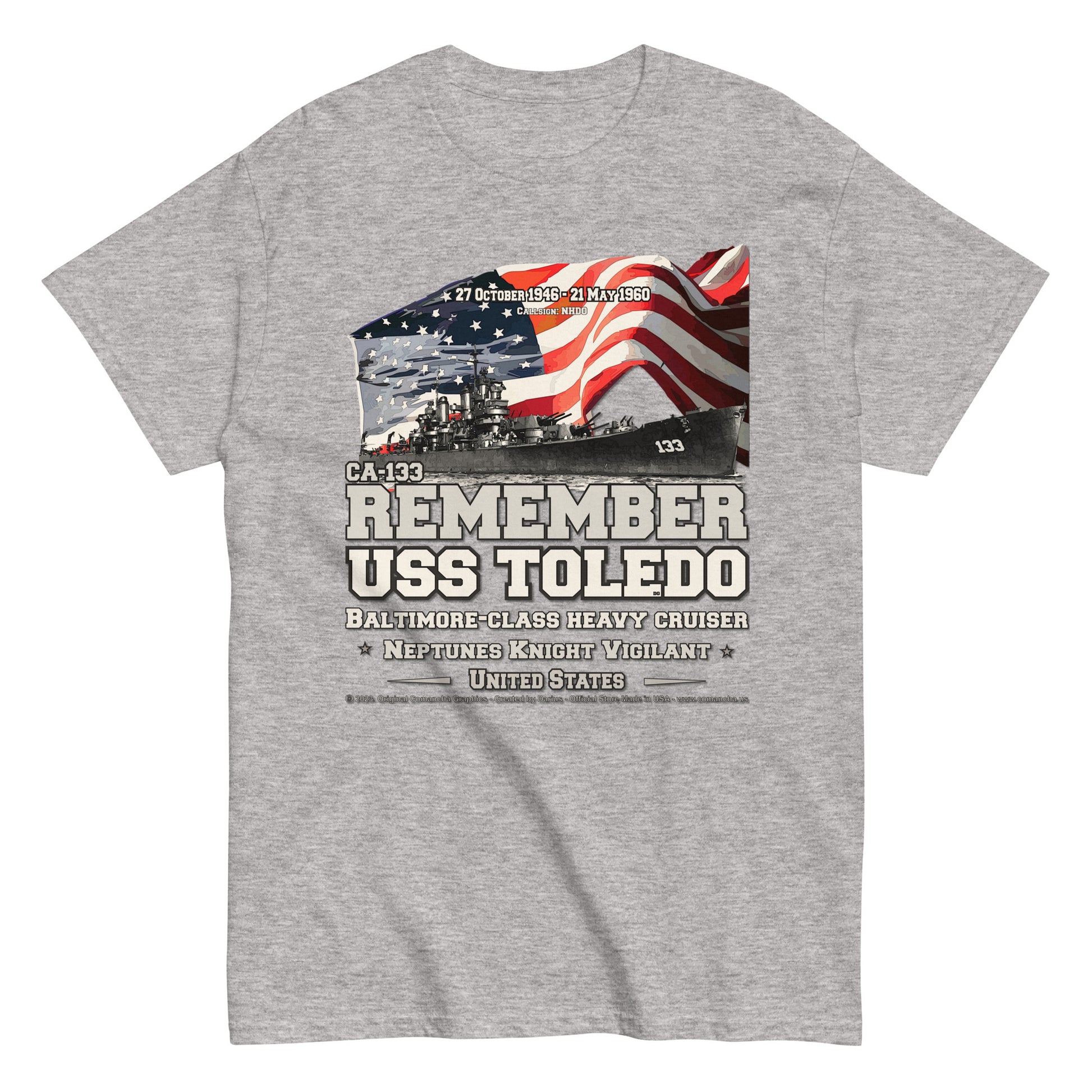 USS TOLEDO CA-133 Heavy Cruiser Veterans T-shirt, Comancha Design,