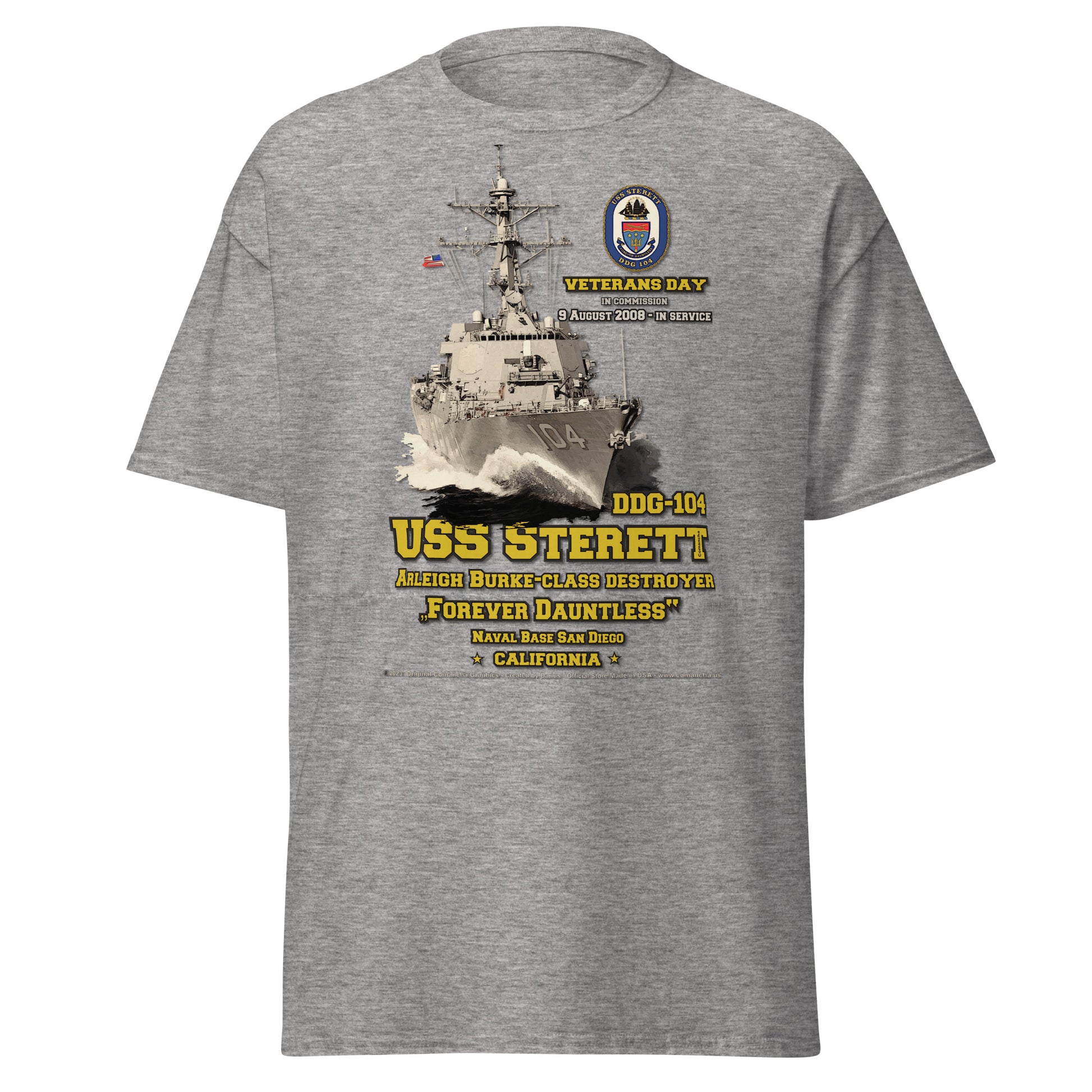 USS STERETT DDG-104 Destroyer Veterans Tee, Comancha Navy Tee,