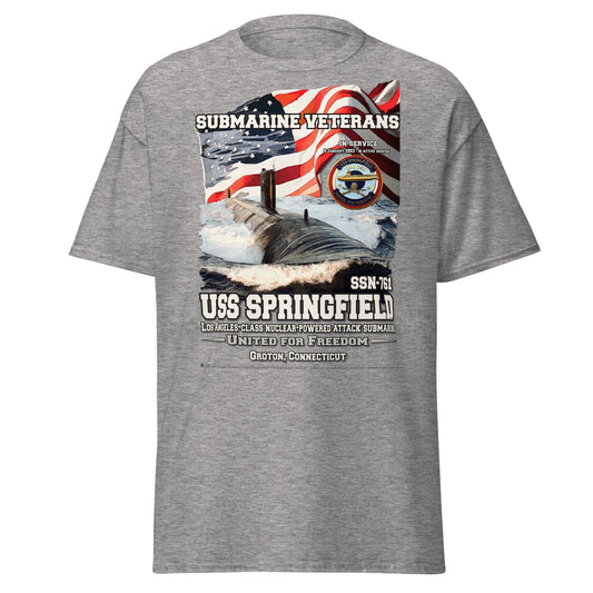 USS SPRINGFIELD SSN-761 Submarine Veterans T-shirt, Comancha Navy T-shirts,