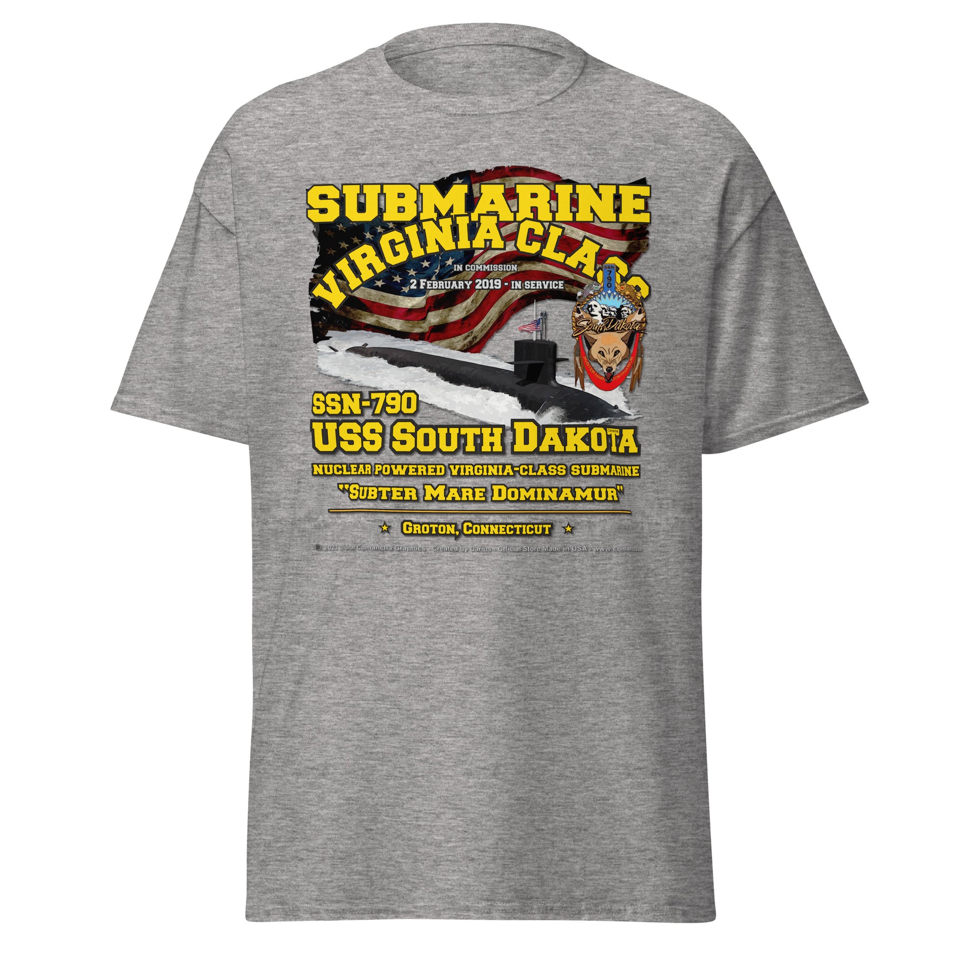 USS SOUTH DAKOTA SSN-790 Submarine Veterans T-shirt, Comancha Navy Tees,