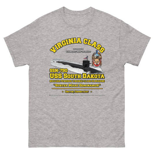 USS SOUTH DAKOTA SSN-790 Submarine Veterans T-Shirt, Comancha Navy tees,