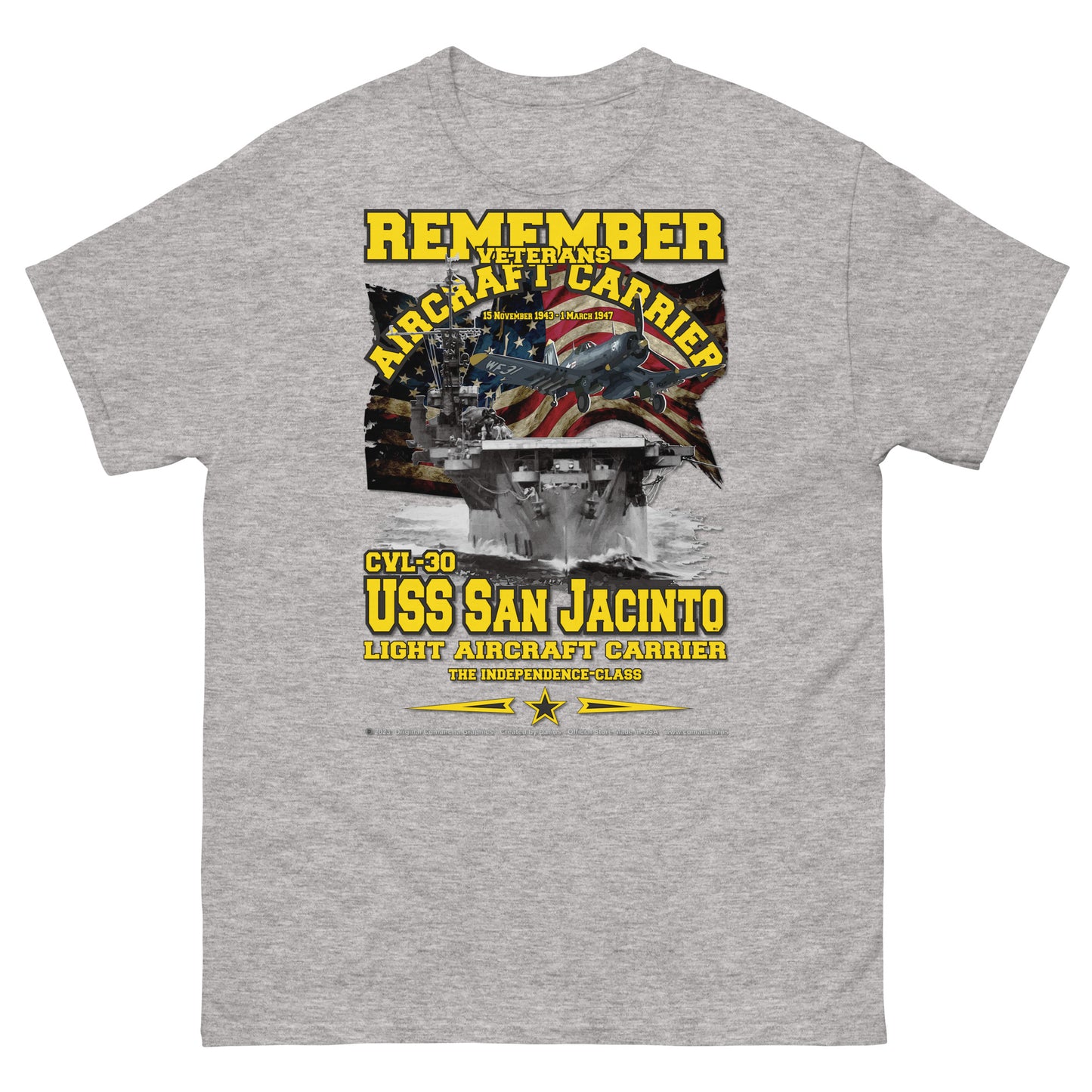 USS SAN JACINTO CVL-30 Aircraft Carrier Veterans classic t-shirt, Comancha T-shirts,